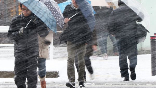 People walk against blowing snow in Tokyo - Sputnik International