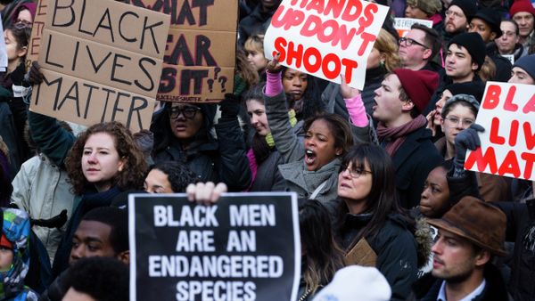 Demonstrators march in New York, Saturday, Dec. 13, 2014, during the Justice for All rally and march Demonstrators march in New York, Saturday, Dec. 13, 2014, during the Justice for All rally and march - Sputnik International