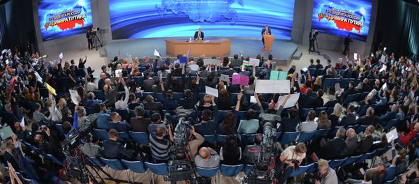 Russian President Vladimir Putin speaks during his annual end-of-year news conference in Moscow Russian President Vladimir Putin speaks during his annual end-of-year news conference in Moscow - Sputnik International