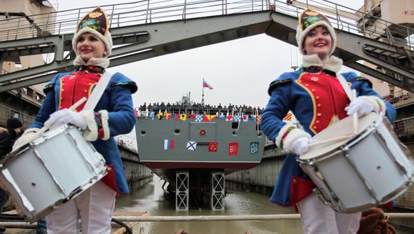 The Admiral Kasatonov frigate float out ceremony at the Severnaya Verf Shipyards, St. Petersburg. - Sputnik International