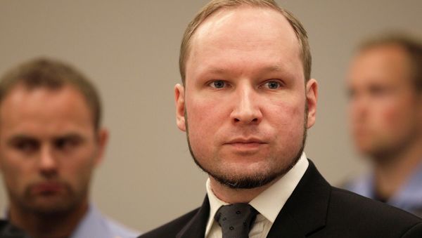 Anders Behring Breivik listens to the judge in the courtroom, Friday, Aug. 24, 2012, in Oslo, Norway - Sputnik International