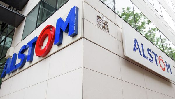 View of the Alstom company logo at the headquarters of the leading global maker of high-speed trains - Sputnik International