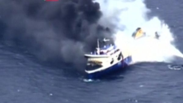 Fire Strikes Norman Atlantic Ferry in the Ionian Sea; Footage From the Scene - Sputnik International