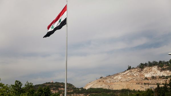 Syrian flag over the capital, Damascus, Syria Syrian flag over the capital, Damascus, Syria - Sputnik International