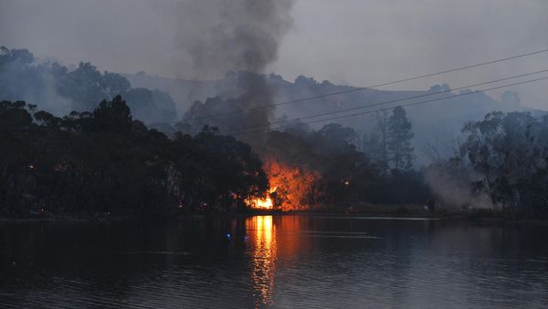 A bushfire burns through scrub A bushfire burns through scrub - Sputnik International