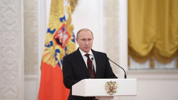 Vladimir Putin at ceremonial reception marking Heroes of the Fatherland Day Vladimir Putin at ceremonial reception marking Heroes of the Fatherland Day - Sputnik International