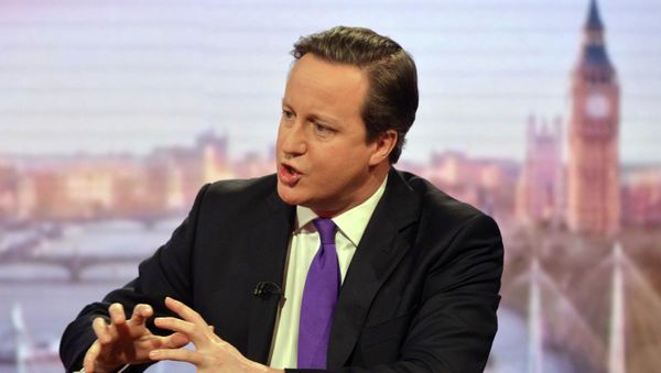 Britain's Prime Minister David Cameron speaks during a television program at the BBC in London Britain's Prime Minister David Cameron speaks during a television program at the BBC in London - Sputnik International