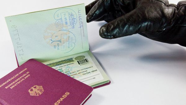 Gloved thief trying to steal a passport Gloved thief trying to steal a passport - Sputnik International