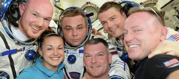 ESA astronaut Alexander Gerst, Roscosmos cosmonaut Elena Serov, Maxim Shur, Alexander Samokutyaev, NASA astronauts Reid Wiseman and Barry Wilmore (left to right) on board the ISS ESA astronaut Alexander Gerst, Roscosmos cosmonaut Elena Serov, Maxim Shur, Alexander Samokutyaev, NASA astronauts Reid Wiseman and Barry Wilmore (left to right) on board the ISS - Sputnik International