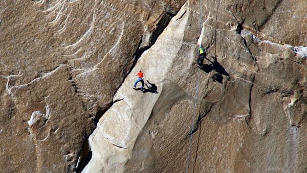 In this Dec. 28, 2014 photo provided by Tom Evans, Tommy Caldwell - Sputnik International