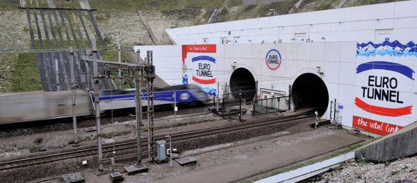 A picture taken on February 10, 2014 near Coquelles, northern France, shows the entrance of the Eurotunnel - Sputnik International