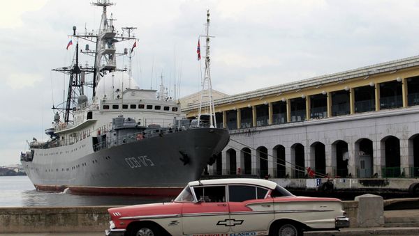 A Russian spy ship Viktor Leonov SSV-175, is seen docked at the port in Havana A Russian spy ship Viktor Leonov SSV-175, is seen docked at the port in Havana - Sputnik International