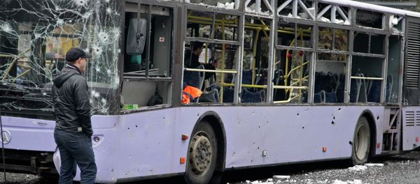 A view shows a damaged trolleybus in Donetsk, January 22, 2015 - Sputnik International