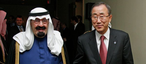United Nations Secretary-General Ban Ki-moon (R) walks with Saudi Arabia's King Abdullah (L United Nations Secretary-General Ban Ki-moon (R) walks with Saudi Arabia's King Abdullah (L - Sputnik International