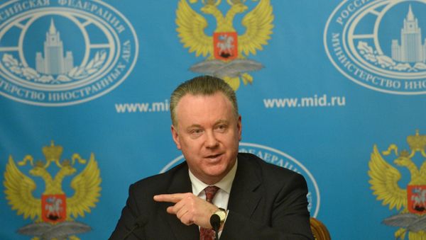 Russian Foreign Ministry spokesman Alexander Lukashevich during a news briefing in Moscow Russian Foreign Ministry spokesman Alexander Lukashevich during a news briefing in Moscow - Sputnik International