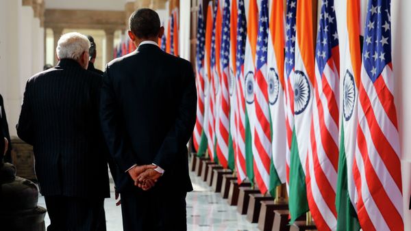India's Prime Minister Narendra Modi and US President Barack Obama talk as they walk through Hyderabad House in New Delhi January 25, 2015 India's Prime Minister Narendra Modi and US President Barack Obama talk as they walk through Hyderabad House in New Delhi January 25, 2015 - Sputnik International