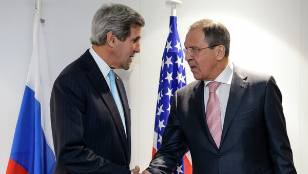 US Secretary of State John Kerry (L) and Russian Foreign Minister Sergei Lavrov shake hands during a bilateral on the side line of an Organization for Security and Cooperation in Europe (OSCE) ministerial meeting on December 4, 2014 US Secretary of State John Kerry (L) and Russian Foreign Minister Sergei Lavrov shake hands during a bilateral on the side line of an Organization for Security and Cooperation in Europe (OSCE) ministerial meeting on December 4, 2014 - Sputnik International