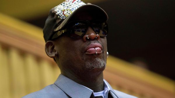 Dennis Rodman, looks out at the court at the end of an exhibition basketball game with U.S. and North Korean players at an indoor stadium in Pyongyang, North Korea - Sputnik International
