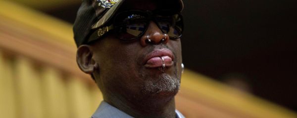 Dennis Rodman, looks out at the court at the end of an exhibition basketball game with U.S. and North Korean players at an indoor stadium in Pyongyang, North Korea - Sputnik International