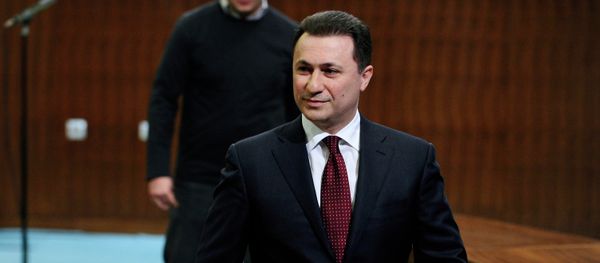 Macedonian Prime Minister Nikola Gruevski walks after a news conference at the government building in Skopje, Macedonia - Sputnik International