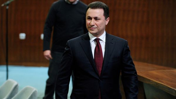 Macedonian Prime Minister Nikola Gruevski walks after a news conference at the government building in Skopje, Macedonia - Sputnik International