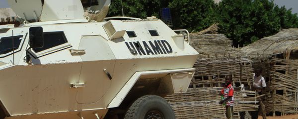 A UN-African Union mission to Darfur (UNAMID) vehicle patrols a street in the city of Nyala in Sudan's Darfur A UN-African Union mission to Darfur (UNAMID) vehicle patrols a street in the city of Nyala in Sudan's Darfur - Sputnik International