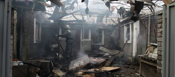 Consequences of artillery attack on Donetsk's Kuibyshevsky District Consequences of artillery attack on Donetsk's Kuibyshevsky District - Sputnik International