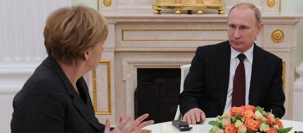 Russian President Vladimir Putin holds meeting with FRG Chancellor Angela Merkel and President of France Francois Hollande Russian President Vladimir Putin holds meeting with FRG Chancellor Angela Merkel and President of France Francois Hollande - Sputnik International