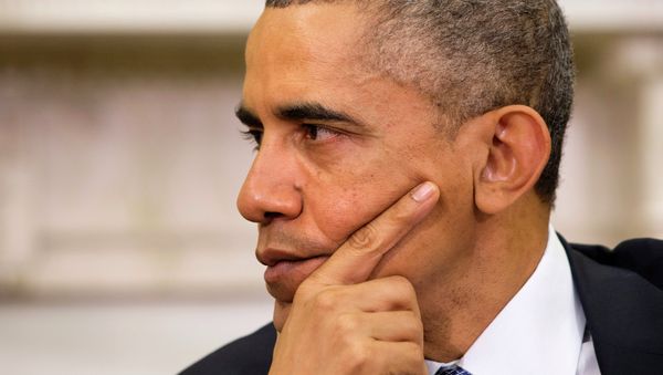 President Barack Obama listens as Jordan's King Abdullah II speaks during their meeting on Friday, Dec. 5, 2014, in the Oval Office of the White House in Washington. - Sputnik International