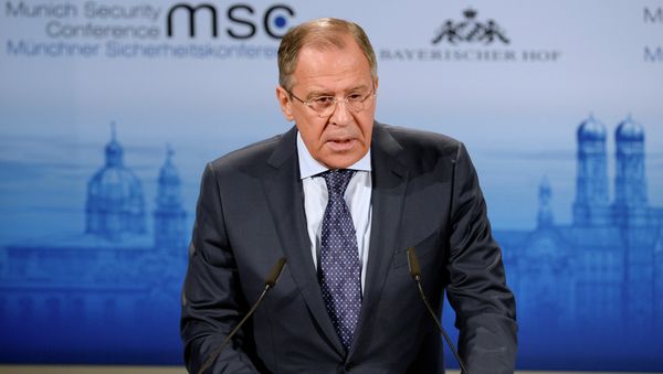 Russian Foreign Minister Sergei Lavrov delivers his speech at the 51st Munich Security Conference (MSC) in Munich, southern Germany, on February 7, 2015 Russian Foreign Minister Sergei Lavrov delivers his speech at the 51st Munich Security Conference (MSC) in Munich, southern Germany, on February 7, 2015 - Sputnik International