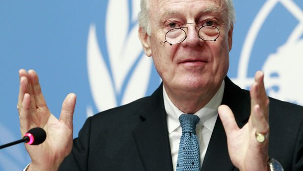 United Nations Special Envoy of the Secretary-General for Syria Staffan de Mistura addresses the media during a press conference at the Palais des Nations in Geneva, January 15, 2015 - Sputnik International