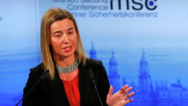 European Union foreign policy chief Federica Mogherini addresses during the 51st Munich Security Conference at the 'Bayerischer Hof' hotel in Munich February 8, 2015 - Sputnik International
