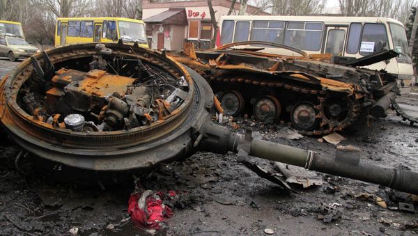 Burnt military machinery in Uglegorsk Burnt military machinery in Uglegorsk - Sputnik International