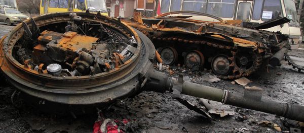 Burnt military machinery in Uglegorsk Burnt military machinery in Uglegorsk - Sputnik International