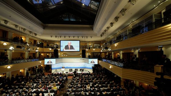 Wolfgang Ischinger, Chairman of the Munich Security Conference delivers his speech during the opening of the 51st Munich Security Conference (MSC) at the Bayerischer Hof Hotel in Munich, southern Germany, on February 6, 2015 - Sputnik International