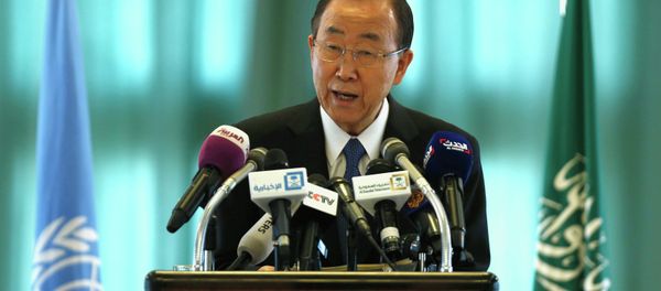 United Nations Secretary General Ban Ki-moon speaks at a news conference in Riyadh February 8, 2015 United Nations Secretary General Ban Ki-moon speaks at a news conference in Riyadh February 8, 2015 - Sputnik International