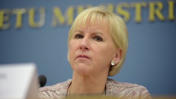 Swedish Foreign minister Margot Wallstrom attends a joint press conference with her Latvian counterpart after their meeting at the Foreign Ministry in Riga on January 23, 2015. File photo. Swedish Foreign minister Margot Wallstrom attends a joint press conference with her Latvian counterpart after their meeting at the Foreign Ministry in Riga on January 23, 2015. File photo. - Sputnik International