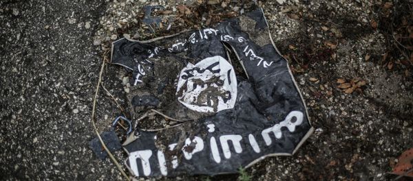 Flag of the Islamic State in the conflict zone in Latakia, Syria Flag of the Islamic State in the conflict zone in Latakia, Syria - Sputnik International