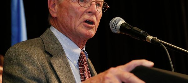 Senator Jim Inhofe, R-Oklahoma, gestures during his victory speech at the Republican watch party in Oklahoma City, Tuesday, Nov. 4, 2014 Senator Jim Inhofe, R-Oklahoma, gestures during his victory speech at the Republican watch party in Oklahoma City, Tuesday, Nov. 4, 2014 - Sputnik International