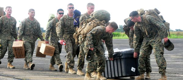 US marines arrival at the Roberts International airport in Monrovia, Liberia, Thursday, Oct. 9, 2014 US marines arrival at the Roberts International airport in Monrovia, Liberia, Thursday, Oct. 9, 2014 - Sputnik International