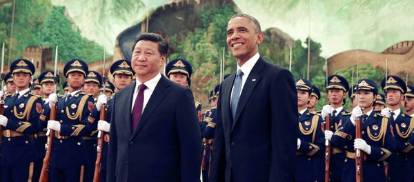 US President Barack Obama stands next to Chinese President Xi Jinping at the Great Hall of the People in Beijing, China. US President Barack Obama stands next to Chinese President Xi Jinping at the Great Hall of the People in Beijing, China. - Sputnik International