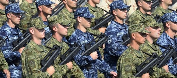 Croatian army soldiers are lined up during the annual military parade in Karlovac, some 50 kilometers from capital Zagreb Croatian army soldiers are lined up during the annual military parade in Karlovac, some 50 kilometers from capital Zagreb - Sputnik International