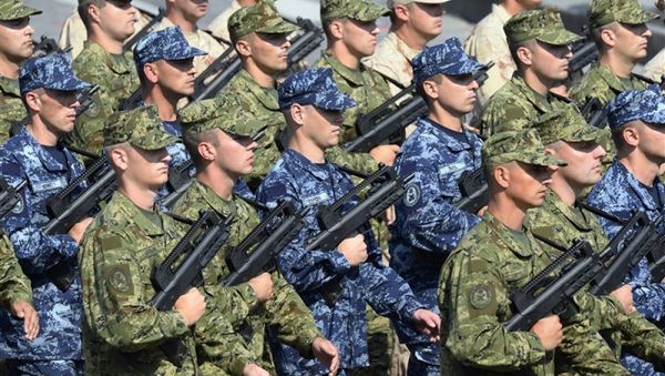 Croatian army soldiers are lined up during the annual military parade in Karlovac, some 50 kilometers from capital Zagreb Croatian army soldiers are lined up during the annual military parade in Karlovac, some 50 kilometers from capital Zagreb - Sputnik International