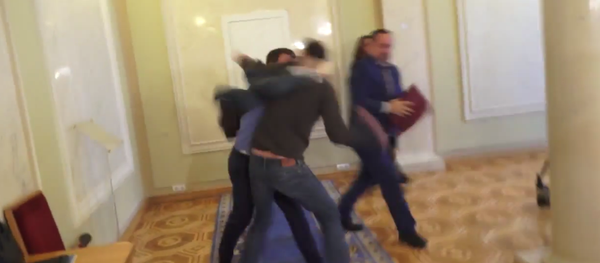 Ukrainian parliament members brawling. Ukrainian parliament members brawling. - Sputnik International