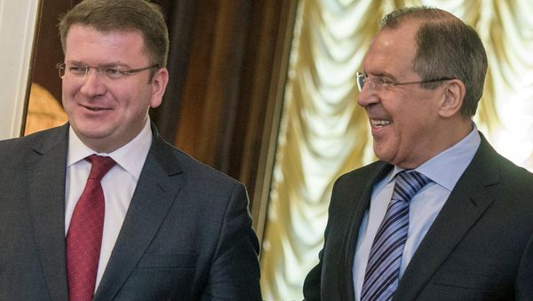 Foreign Minister Sergey Lavrov, right, and Foreign Minister of South Ossetia David Sanakoyev Foreign Minister Sergey Lavrov, right, and Foreign Minister of South Ossetia David Sanakoyev - Sputnik International
