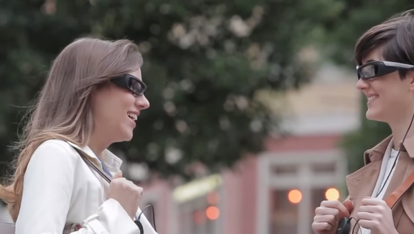SmartEyeglass connects wirelessly to users’ smartphones and uses holographic wavelength technology to project information before the wearers’ eyes. - Sputnik International