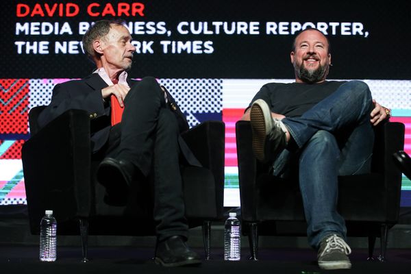 New York Times columnist David Carr and Vice CEO Shane Smith at the PromaxBDA #WTFuture Conference in New York New York Times columnist David Carr and Vice CEO Shane Smith at the PromaxBDA #WTFuture Conference in New York - Sputnik International