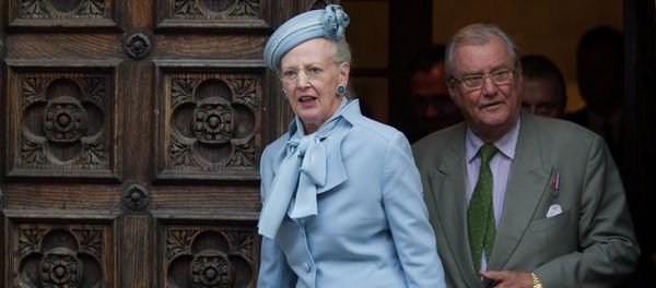 Danish royals Queen Margrethe II, left, and Prince Henrik leave after visiting St. Mark church in Zagreb, Croatia, Tuesday, Oct. 21, 2014 - Sputnik International
