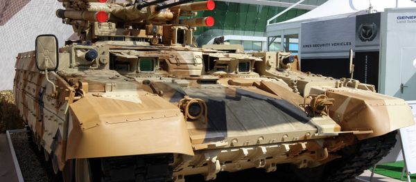Tank Support Fighting Vehicle (BMPT) Terminator developed at Uralvagonzavod machine building company is demonstrated at the IDEX 2013 International Defence Exhibition in Abu Dhabi, United Arab Emirates Tank Support Fighting Vehicle (BMPT) Terminator developed at Uralvagonzavod machine building company is demonstrated at the IDEX 2013 International Defence Exhibition in Abu Dhabi, United Arab Emirates - Sputnik International