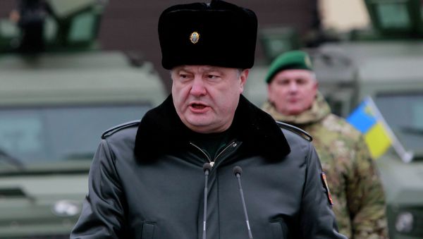 Ukrainian President Petro Poroshenko speaks during his visit to the State Border Guard Service in Kiev, Ukraine Ukrainian President Petro Poroshenko speaks during his visit to the State Border Guard Service in Kiev, Ukraine - Sputnik International